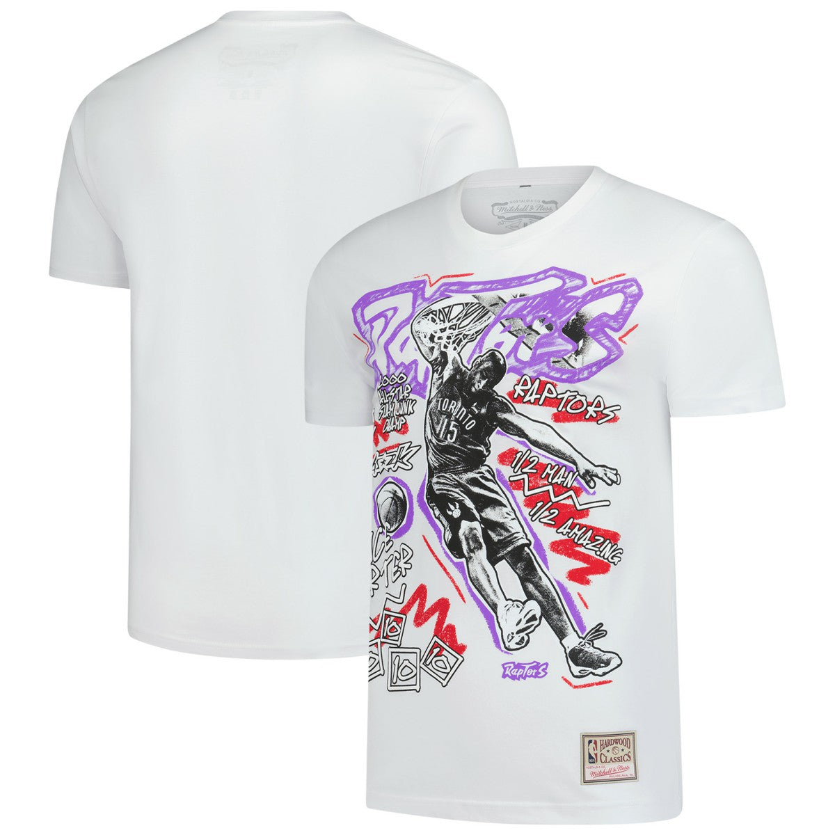 Vince Carter Toronto Raptors Hardwood Classics Chalked Up T-Shirt White