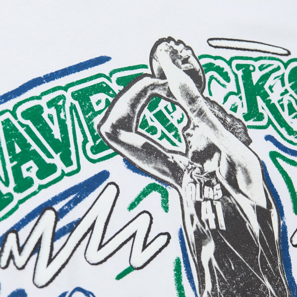 Dirk Nowitzki Dallas Mavericks Hardwood Classics Chalked Up T-Shirt White