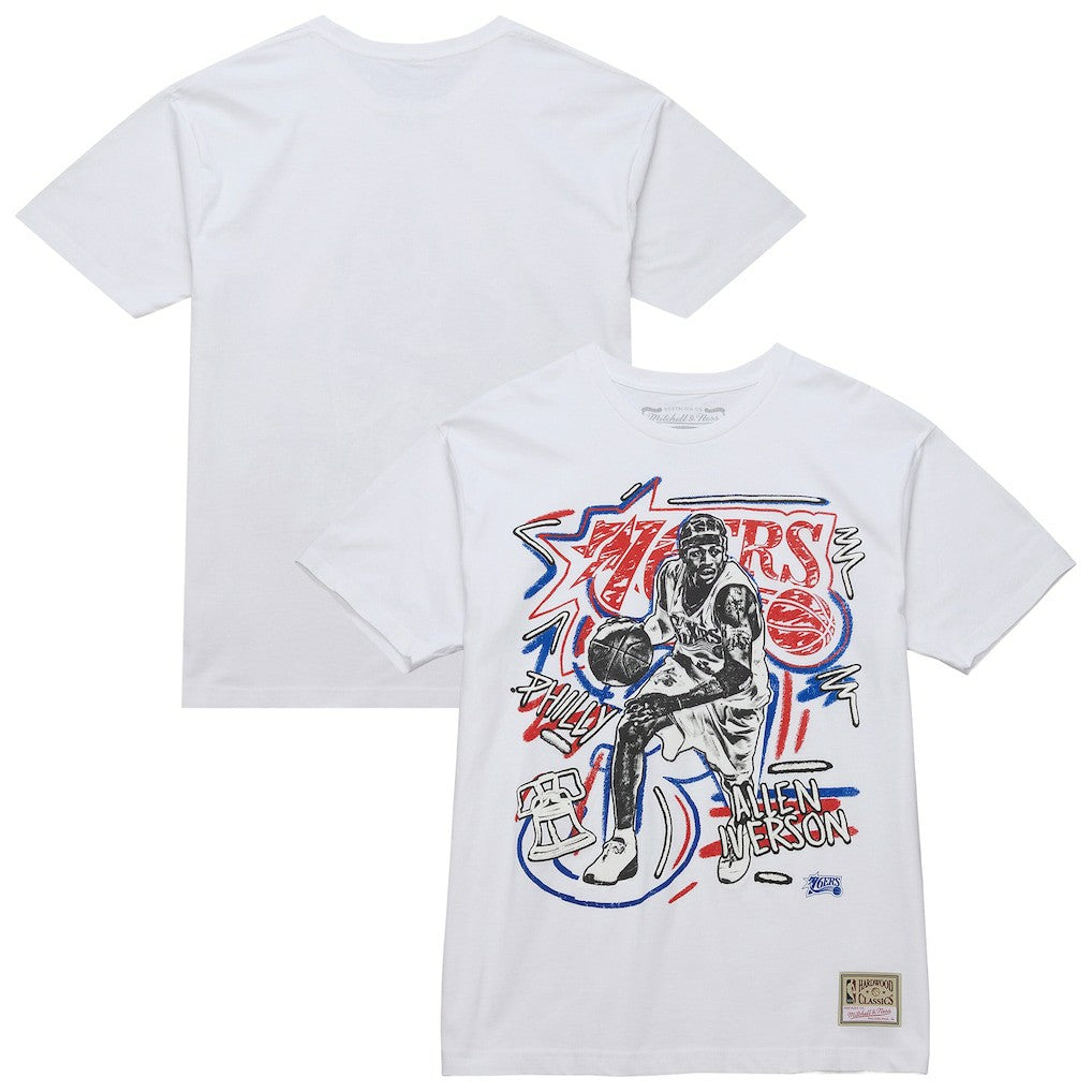 Allen Iverson Philadelphia 76ers Hardwood Classics Chalked Up T-Shirt White