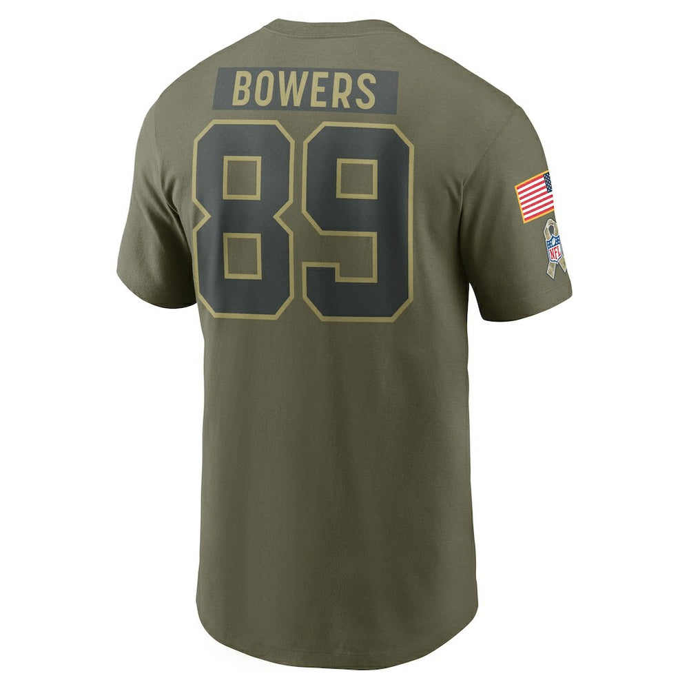Brock Bowers Las Vegas Raiders 2025 Salute to Service Name & Number T-Shirt Olive
