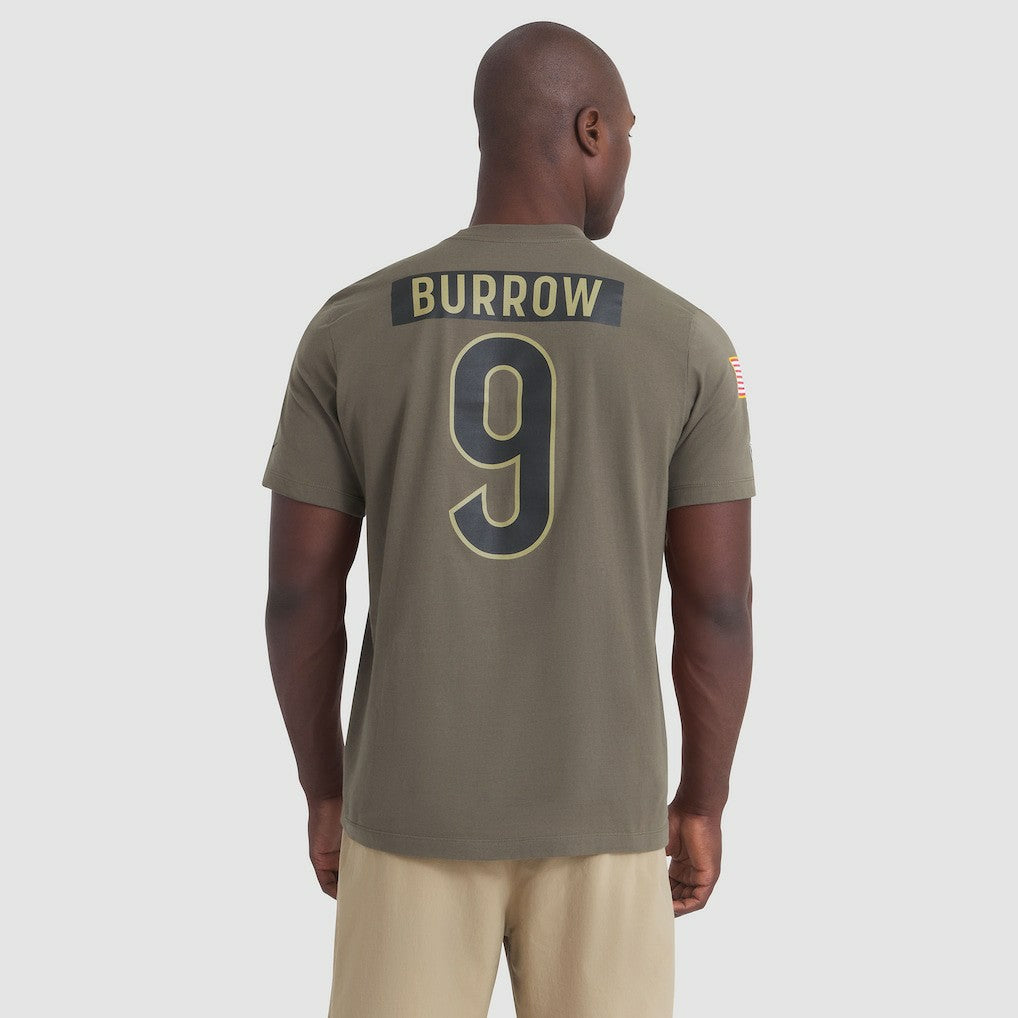 Joe Burrow Cincinnati Bengals 2025 Salute to Service Name & Number T-Shirt Olive