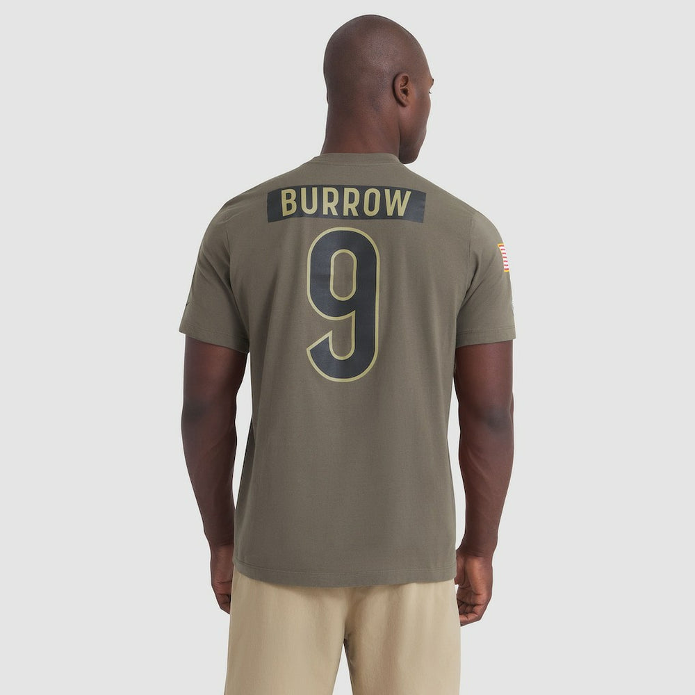 Joe Burrow Cincinnati Bengals 2025 Salute to Service Name & Number T-Shirt Olive