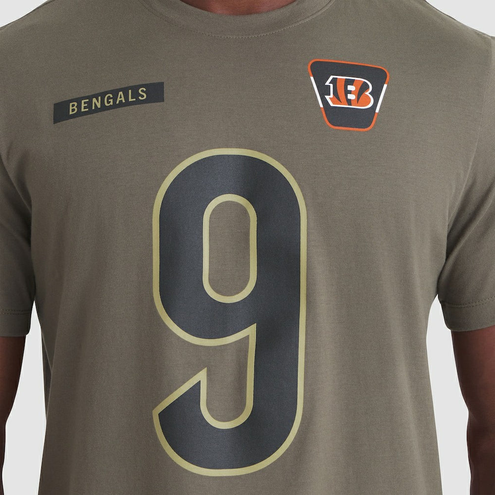 Joe Burrow Cincinnati Bengals 2025 Salute to Service Name & Number T-Shirt Olive