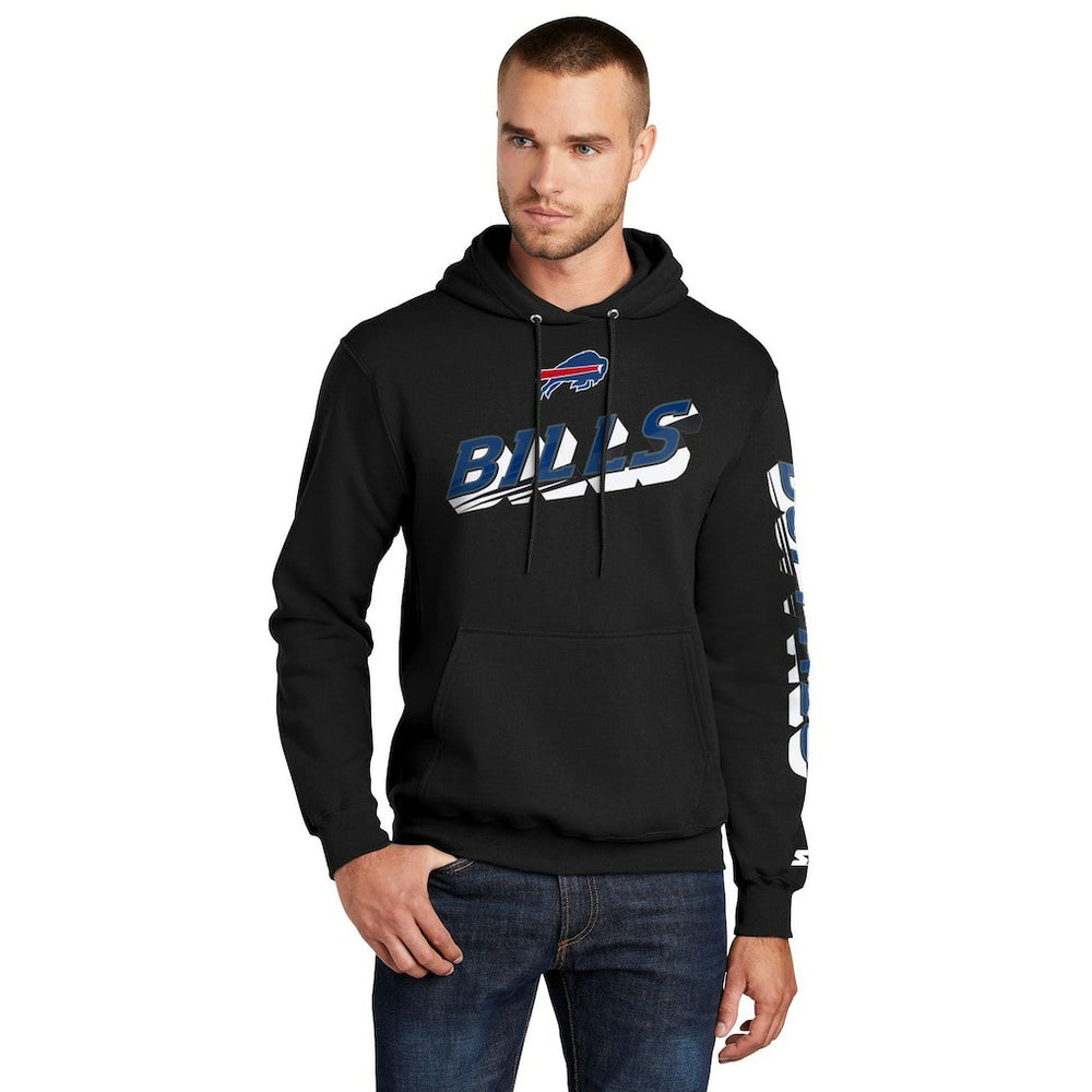 Buffalo Bills Starter Wordmark Logo Pullover Hoodie Black