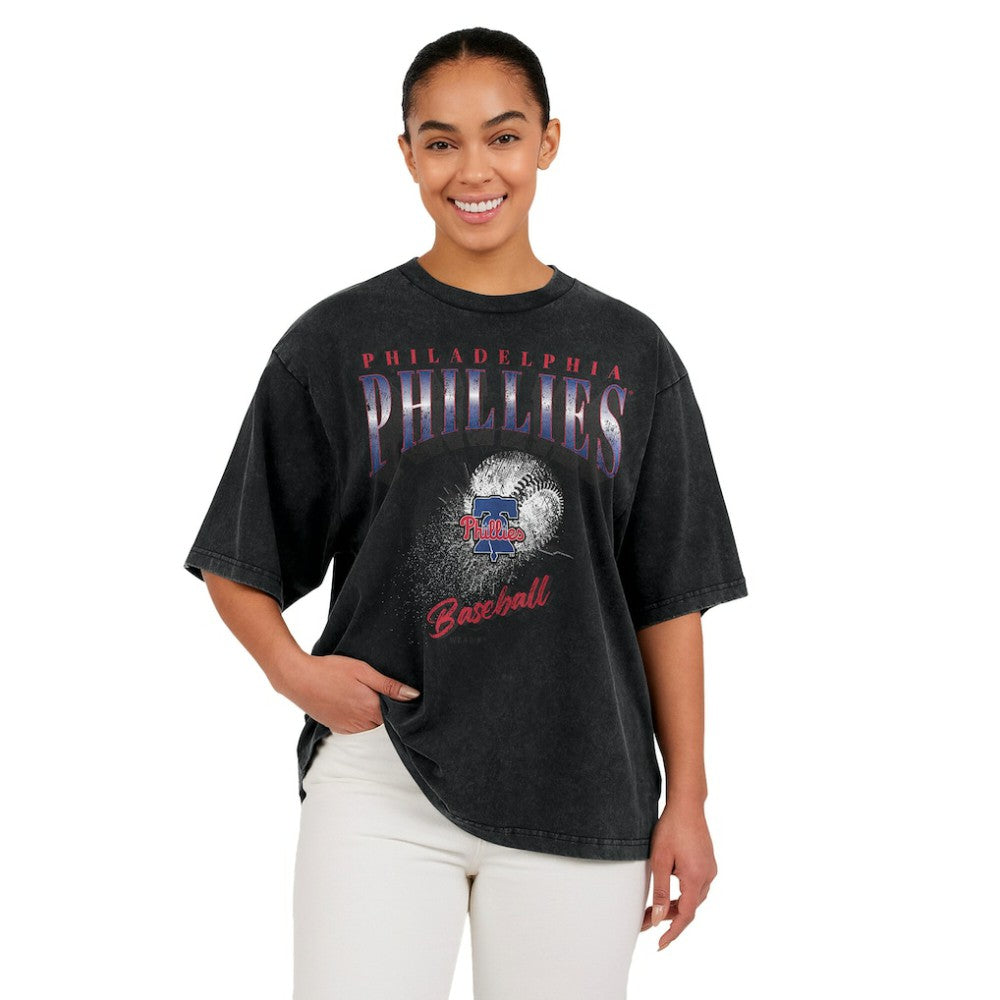 Philadelphia Phillies WEAR by Erin Andrews Women's Oversized Boyfriend T-Shirt - Charcoal T-shirts