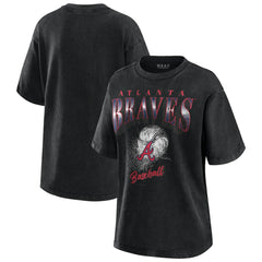 Atlanta Braves WEAR by Erin Andrews Women's Oversized Boyfriend T-Shirt - Charcoal T-shirts