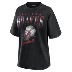 Atlanta Braves WEAR by Erin Andrews Women's Oversized Boyfriend T-Shirt - Charcoal T-shirts