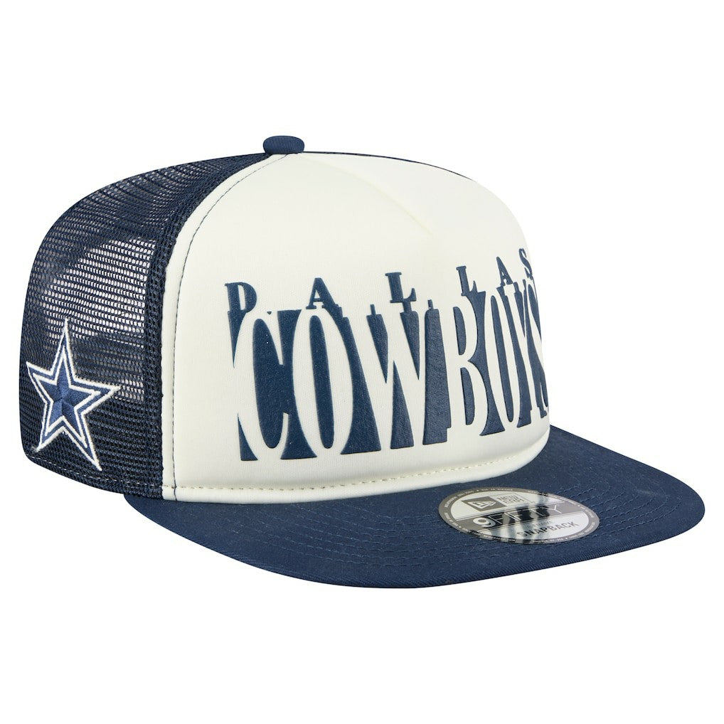 Dallas Cowboys New Era Cutout A-Frame 9FIFTY Snapback Hat Cream/Navy