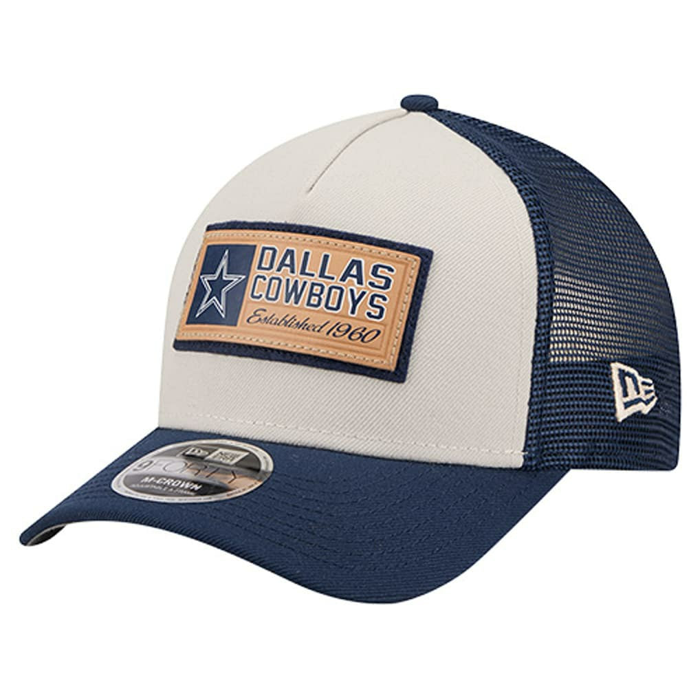 Dallas Cowboys New Era Two-Tone Text 9FORTY M-Crown Adjustable Hat Stone/Navy