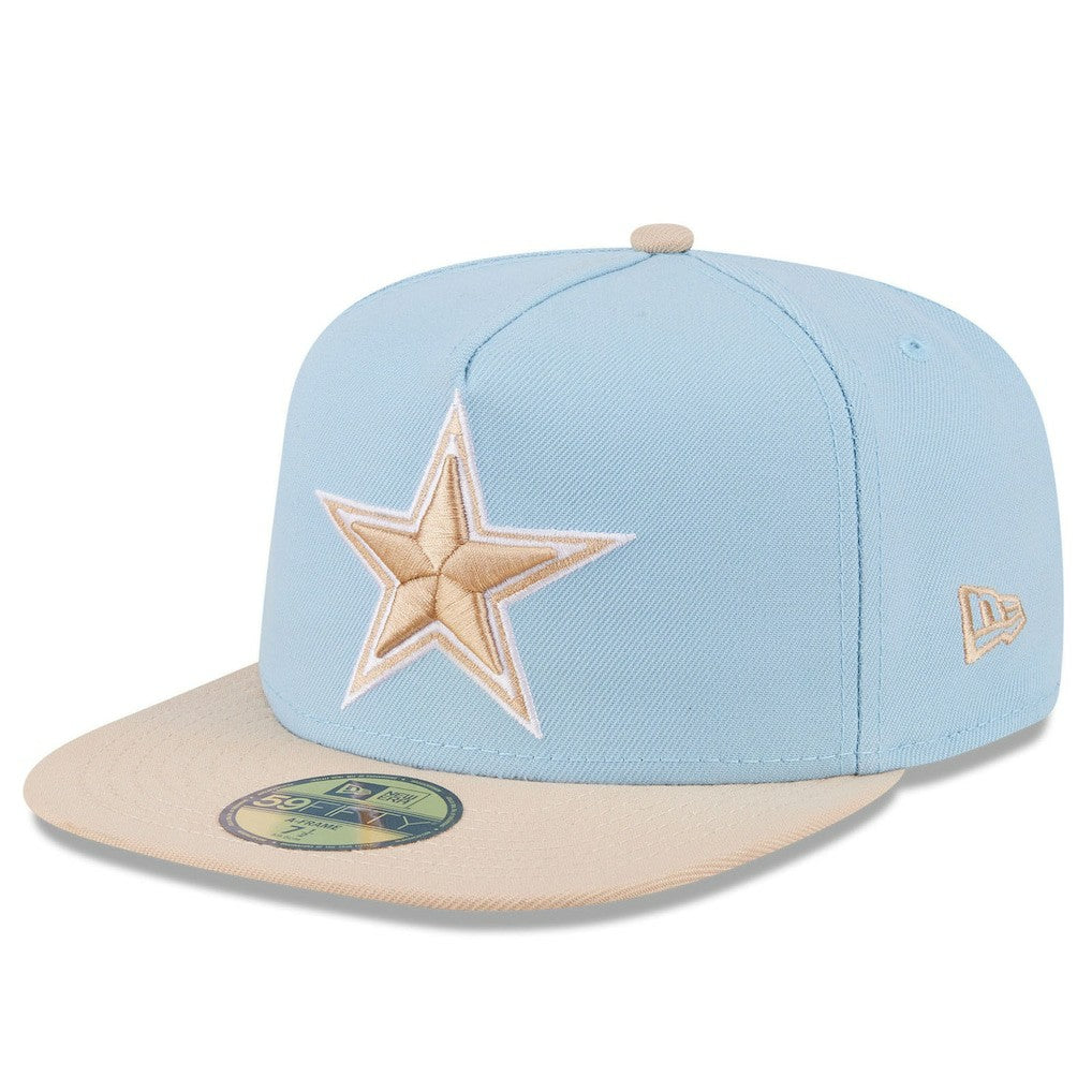 Dallas Cowboys New Era Two-Tone Color Pack A-Frame 59FIFTY Fitted Hat Light Blue/Light Beige
