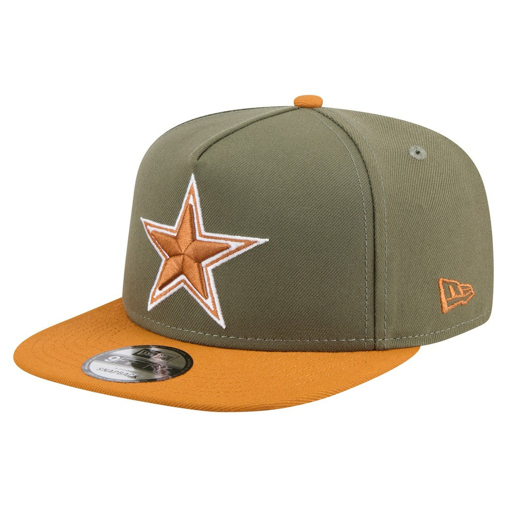 Dallas Cowboys New Era Two-Tone A-Frame 9FIFTY Snapback Hat Olive/Brown
