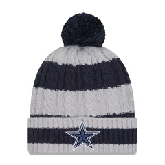 Dallas Cowboys New Era Women's Braided Cuffed Knit Hat with Pom Navy