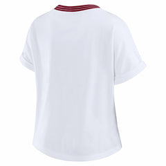 Washington Commanders WEAR by Erin Andrews Women's Cropped Center Stripe Dolman T-Shirt White