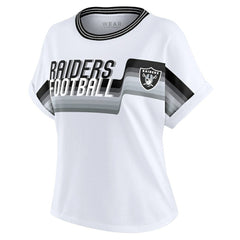 Las Vegas Raiders WEAR by Erin Andrews Women's Cropped Center Stripe Dolman T-Shirt White