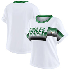 Philadelphia Eagles WEAR by Erin Andrews Women's Cropped Center Stripe Dolman T-Shirt White