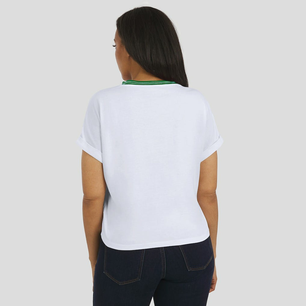 Philadelphia Eagles WEAR by Erin Andrews Women's Cropped Center Stripe Dolman T-Shirt White