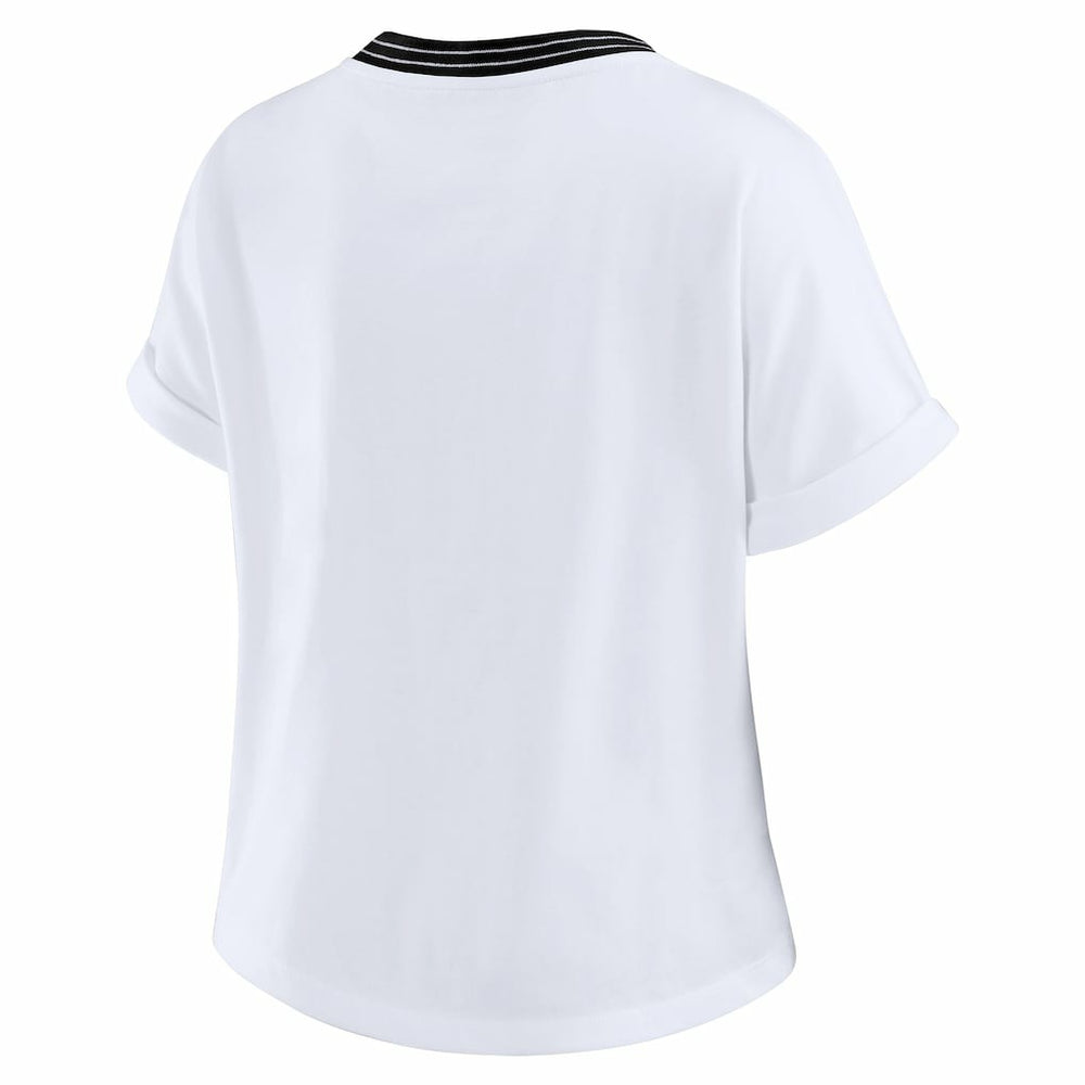 Pittsburgh Steelers WEAR by Erin Andrews Women's Cropped Center Stripe Dolman T-Shirt White