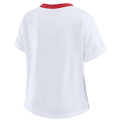Tampa Bay Buccaneers WEAR by Erin Andrews Women's Cropped Center Stripe Dolman T-Shirt White