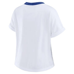 Denver Broncos WEAR by Erin Andrews Women's Cropped Center Stripe Dolman T-Shirt White