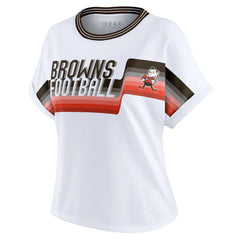Cleveland Browns WEAR by Erin Andrews Women's Cropped Center Stripe Dolman T-Shirt White