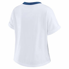 Indianapolis Colts WEAR by Erin Andrews Women's Cropped Center Stripe Dolman T-Shirt White