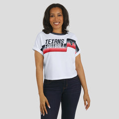 Houston Texans WEAR by Erin Andrews Women's Cropped Center Stripe Dolman T-Shirt White