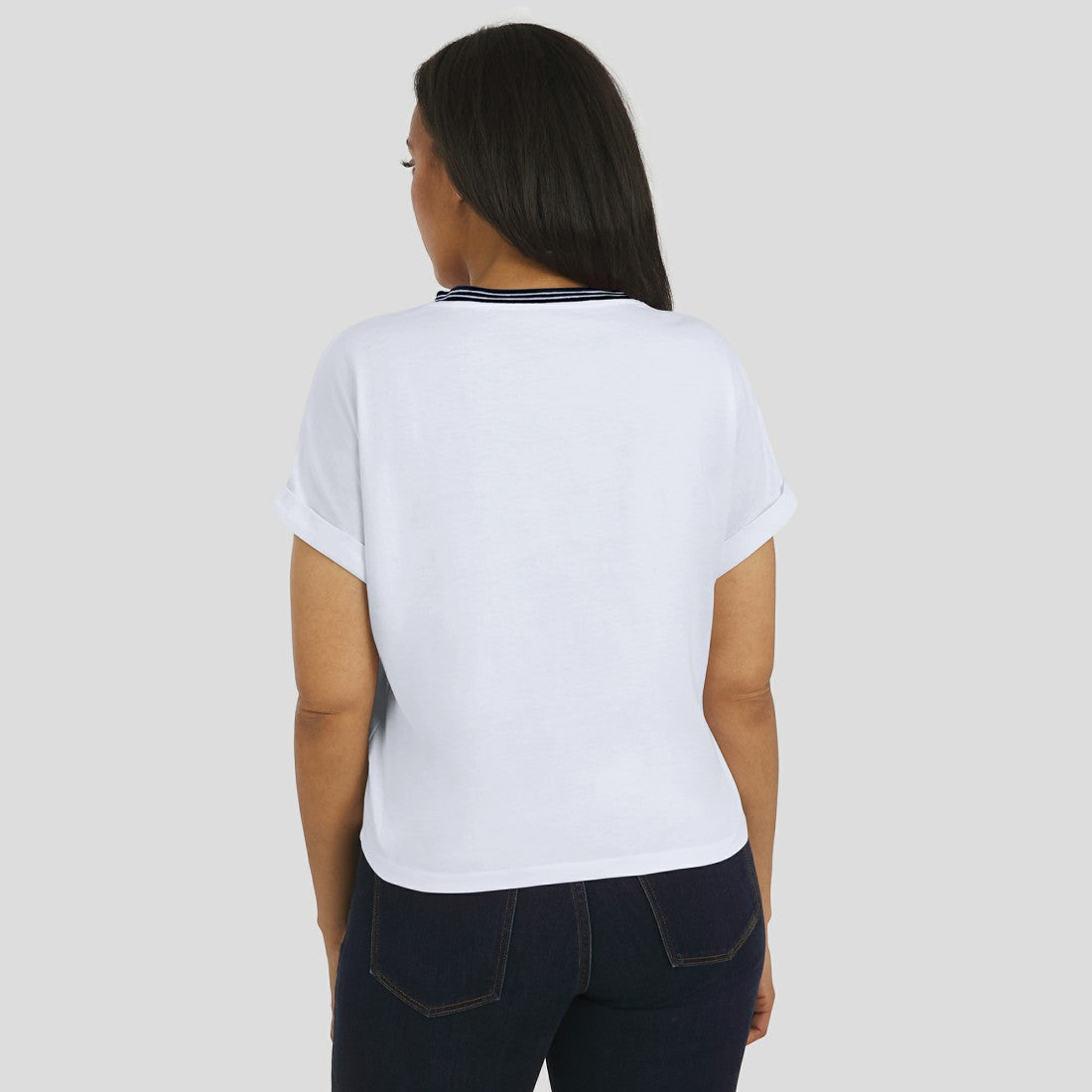 Houston Texans WEAR by Erin Andrews Women's Cropped Center Stripe Dolman T-Shirt White