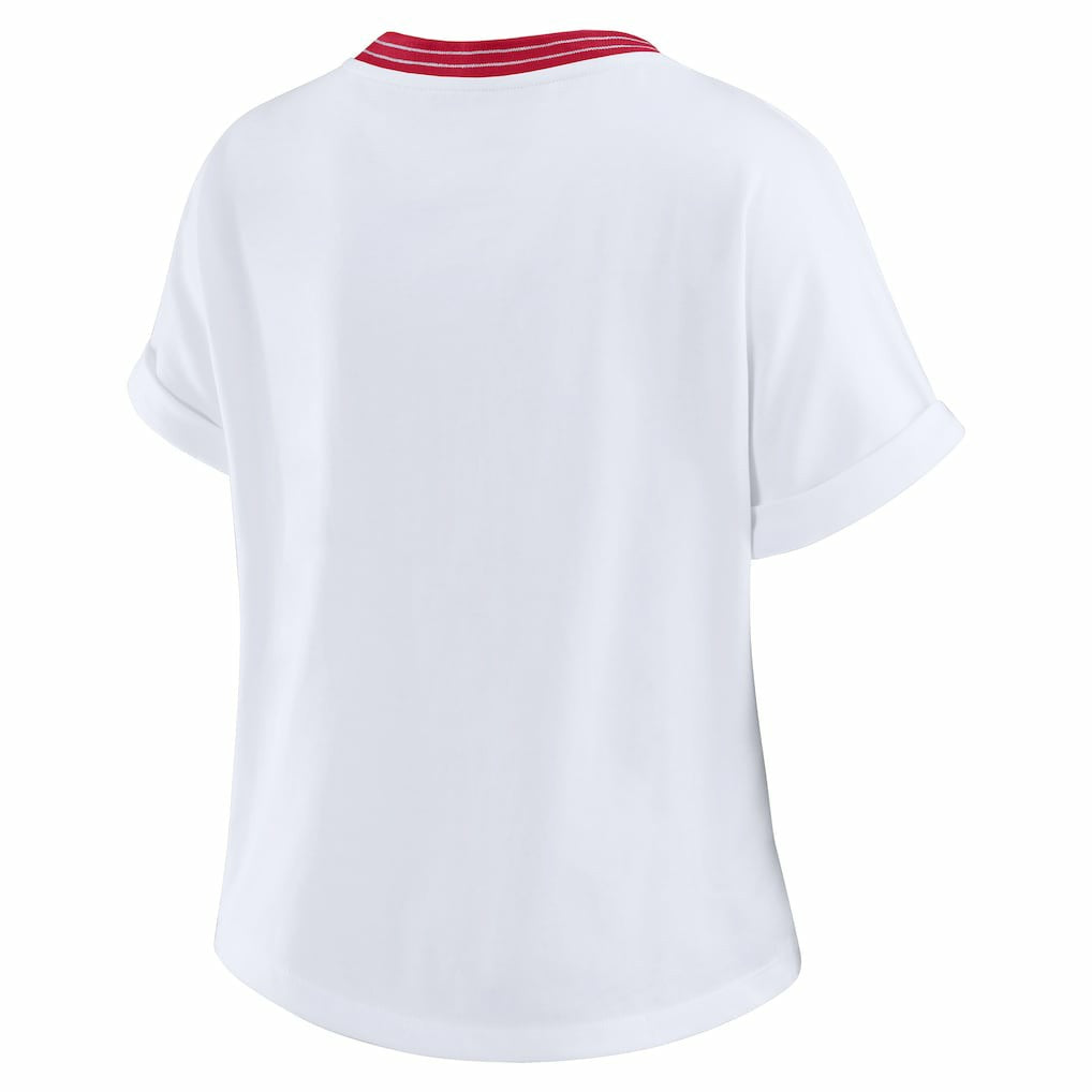 Arizona Cardinals WEAR by Erin Andrews Women's Cropped Center Stripe Dolman T-Shirt White