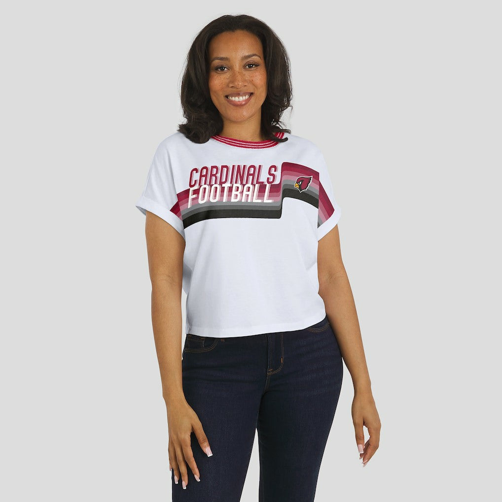 Arizona Cardinals WEAR by Erin Andrews Women's Cropped Center Stripe Dolman T-Shirt White