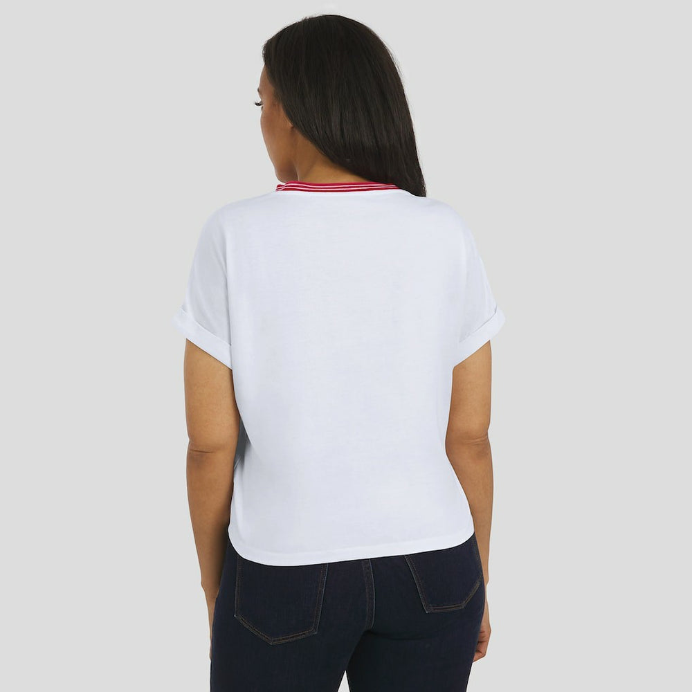Arizona Cardinals WEAR by Erin Andrews Women's Cropped Center Stripe Dolman T-Shirt White