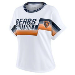 Chicago Bears WEAR by Erin Andrews Women's Cropped Center Stripe Dolman T-Shirt White