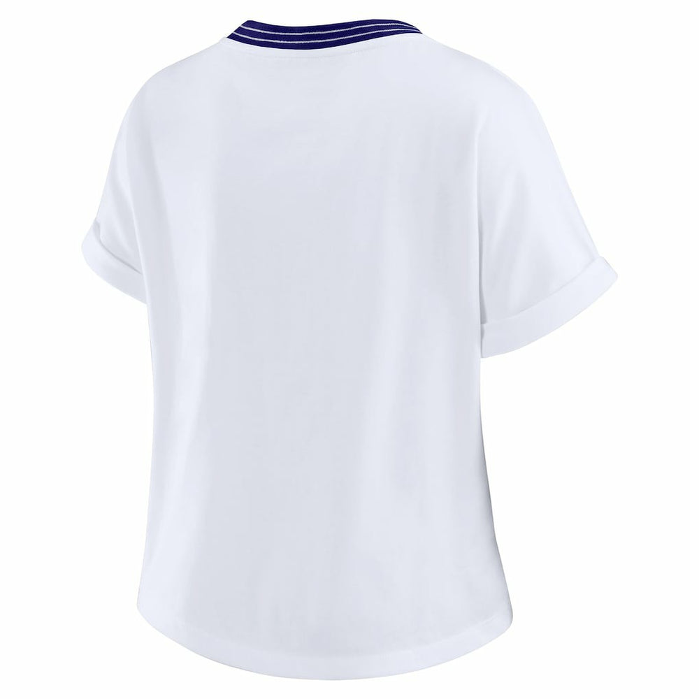 Baltimore Ravens WEAR by Erin Andrews Women's Cropped Center Stripe Dolman T-Shirt White
