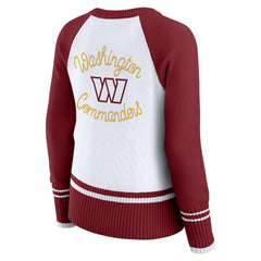Washington Commanders WEAR by Erin Andrews Women's Colorblock Raglan Sweater White/Burgundy