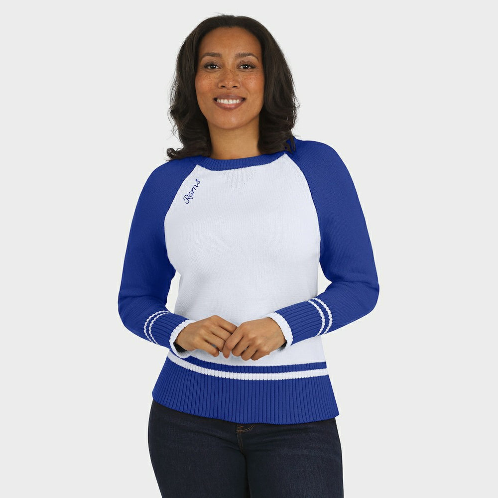 Los Angeles Rams WEAR by Erin Andrews Women's Colorblock Raglan Sweater White/Royal