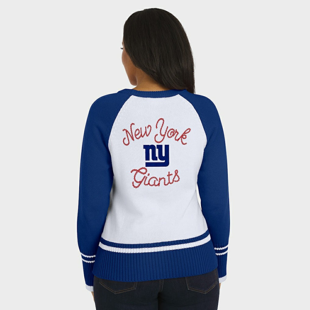 New York Giants WEAR by Erin Andrews Women's Colorblock Raglan Sweater White/Royal