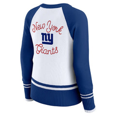 New York Giants WEAR by Erin Andrews Women's Colorblock Raglan Sweater White/Royal