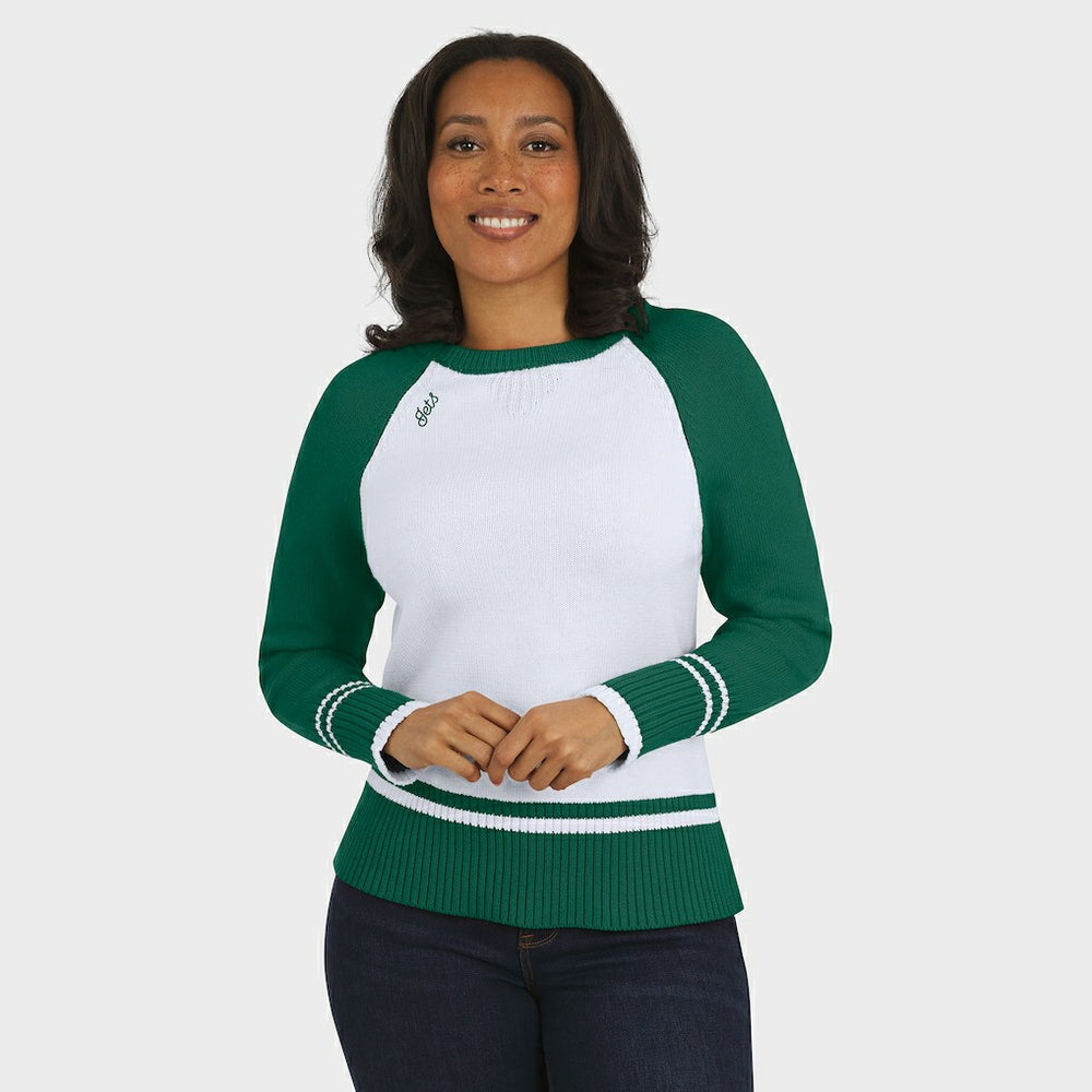 New York Jets WEAR by Erin Andrews Women's Colorblock Raglan Sweater White/Green
