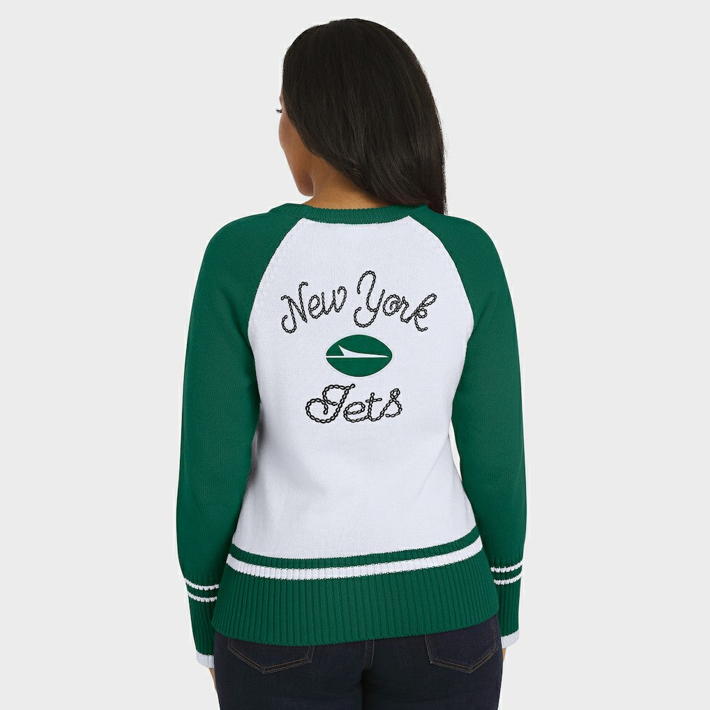 New York Jets WEAR by Erin Andrews Women's Colorblock Raglan Sweater White/Green