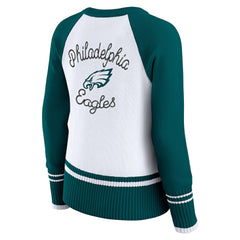 Philadelphia Eagles WEAR by Erin Andrews Women's Colorblock Raglan Sweater White/Midnight Green