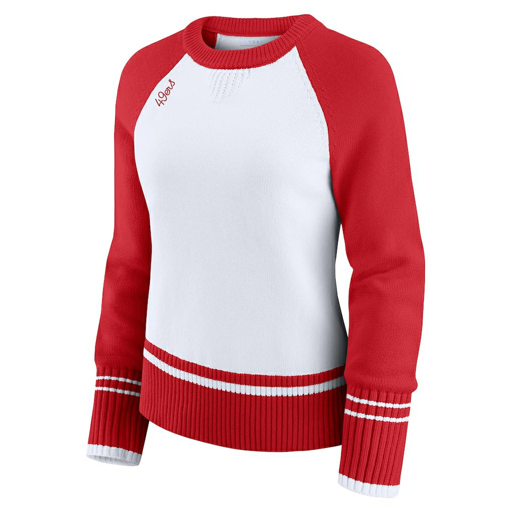 San Francisco 49ers WEAR by Erin Andrews Women's Colorblock Raglan Sweater White/Scarlet