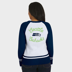 Seattle Seahawks WEAR by Erin Andrews Women's Colorblock Raglan Sweater White/College Navy