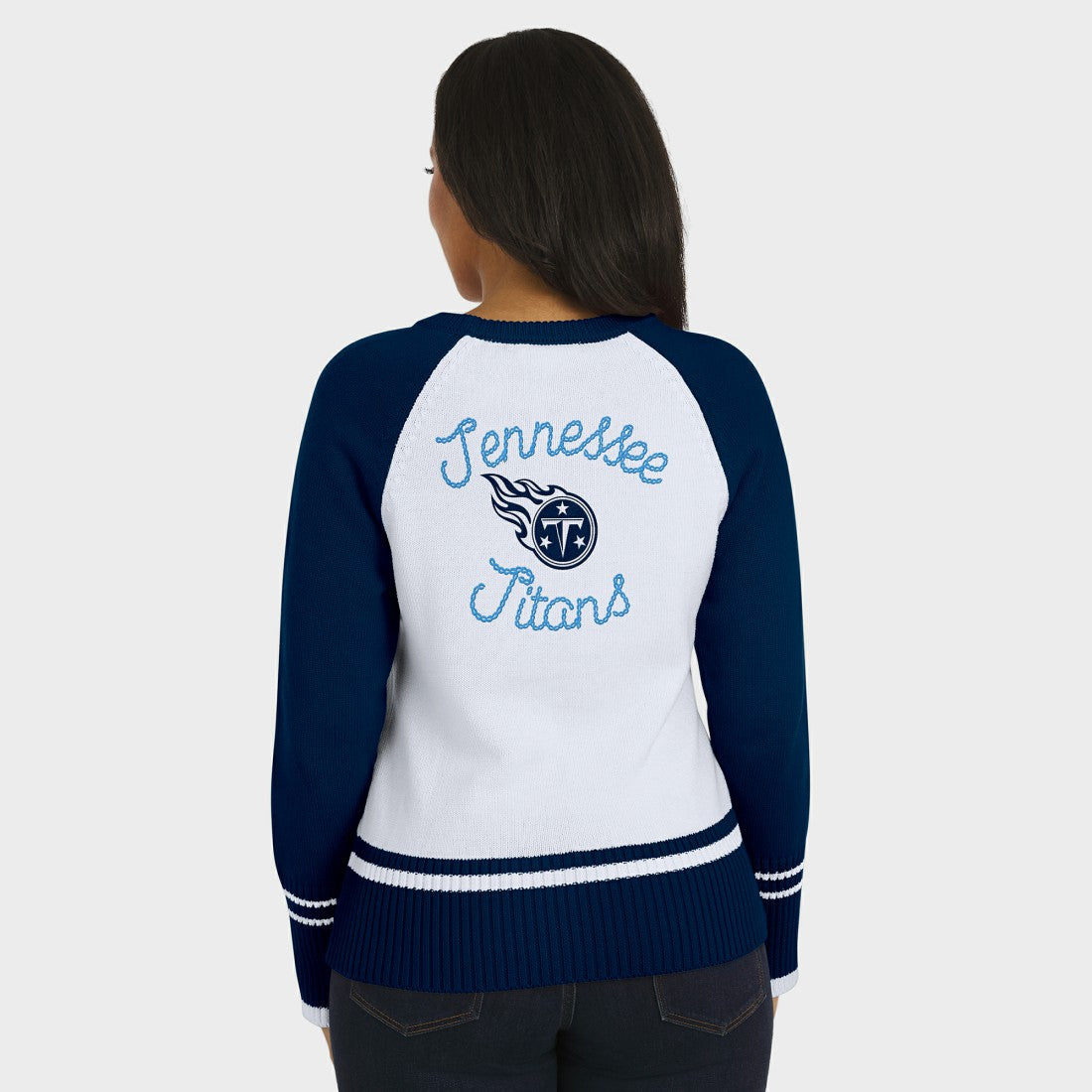 Tennessee Titans WEAR by Erin Andrews Women's Colorblock Raglan Sweater White/Navy