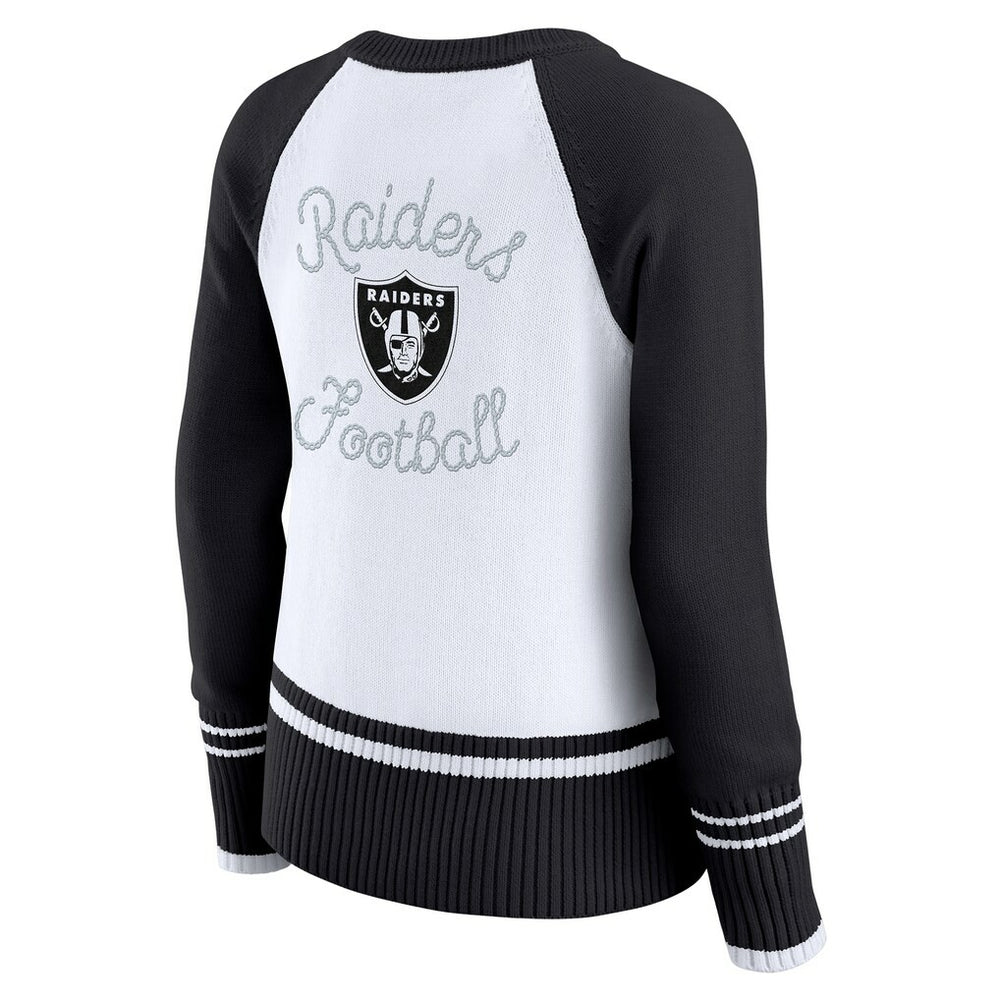 Las Vegas Raiders WEAR by Erin Andrews Women's Colorblock Raglan Sweater White/Black