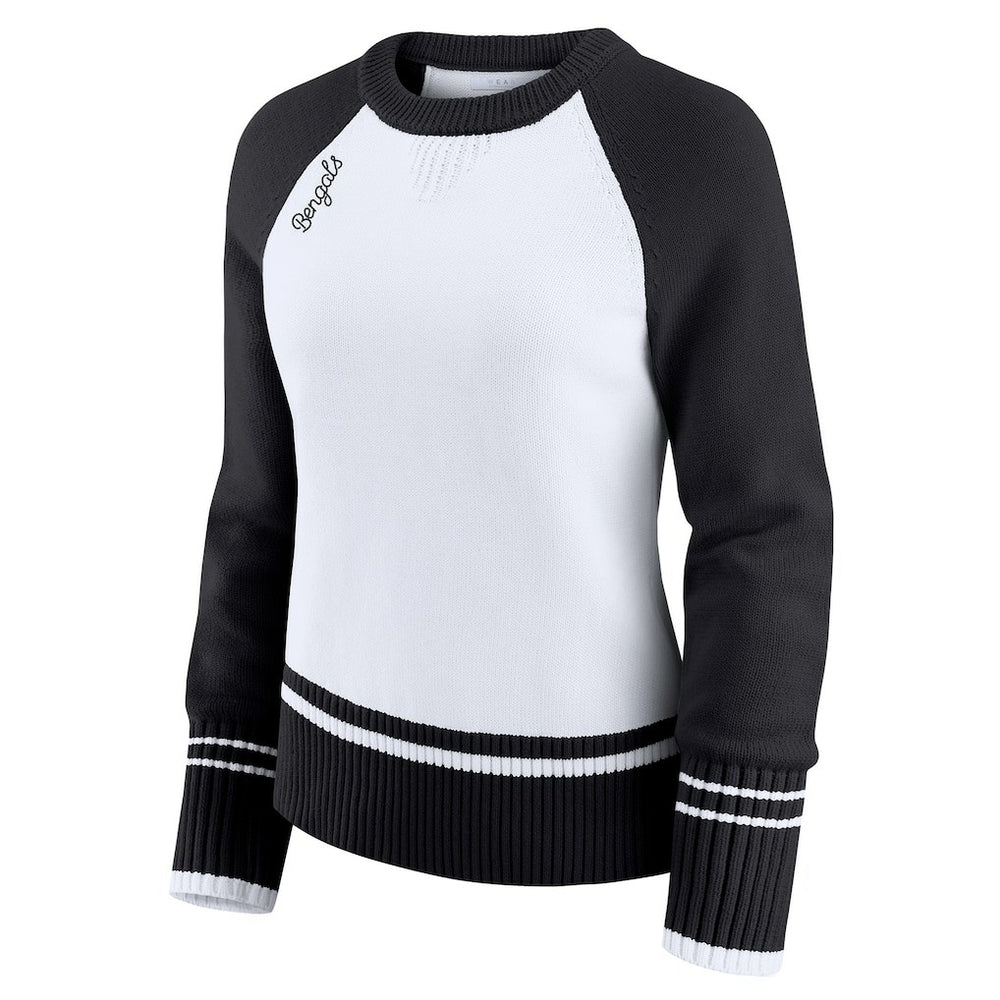 Cincinnati Bengals WEAR by Erin Andrews Women's Colorblock Raglan Sweater White/Black