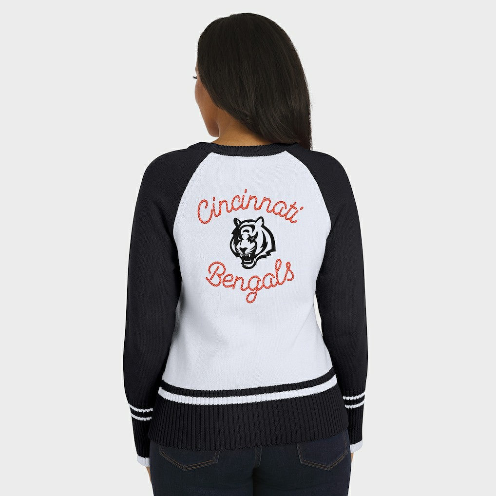 Cincinnati Bengals WEAR by Erin Andrews Women's Colorblock Raglan Sweater White/Black
