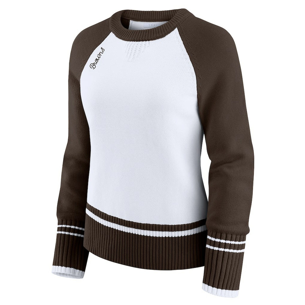 Cleveland Browns WEAR by Erin Andrews Women's Colorblock Raglan Sweater White/Brown