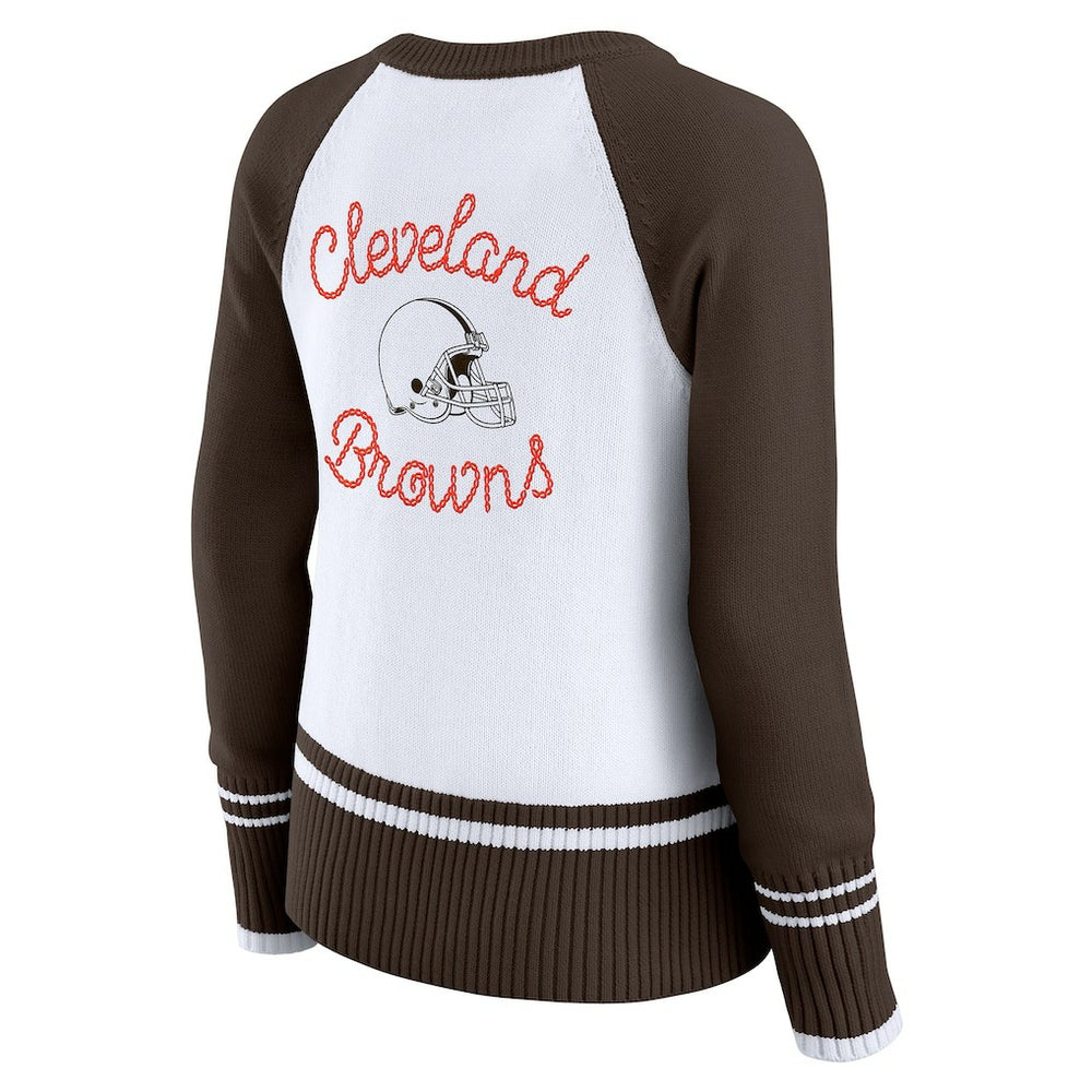 Cleveland Browns WEAR by Erin Andrews Women's Colorblock Raglan Sweater White/Brown