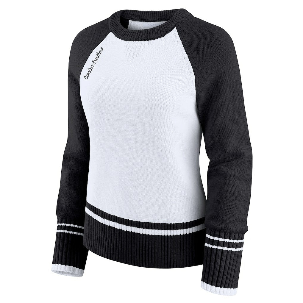 Carolina Panthers WEAR by Erin Andrews Women's Colorblock Raglan Sweater White/Black