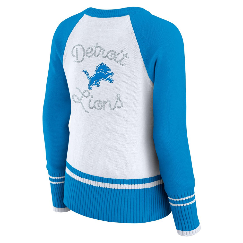 Detroit Lions WEAR by Erin Andrews Women's Colorblock Raglan Sweater White/Blue