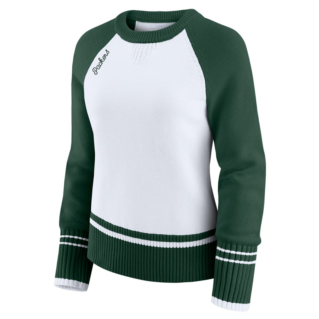 Green Bay Packers WEAR by Erin Andrews Women's Colorblock Raglan Sweater White/Green